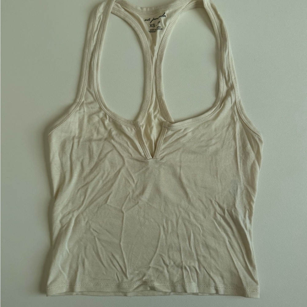 Urban Outfitters Cream Sleeveless Fitted Tank Top